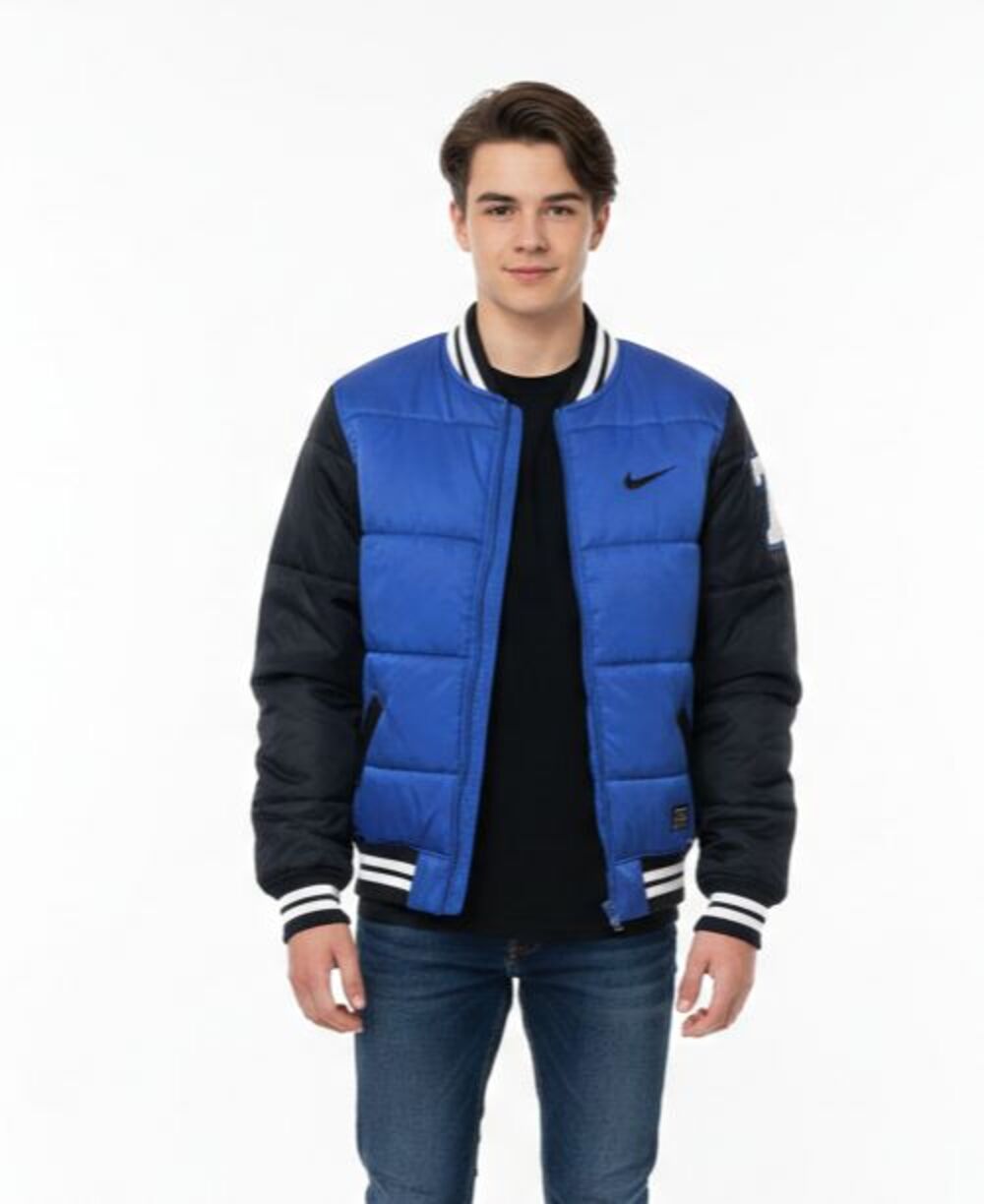 Nike Jacket Youth XL 13-15 Puffer Varsity Blue Black Quilted Insulated EUC Vntg